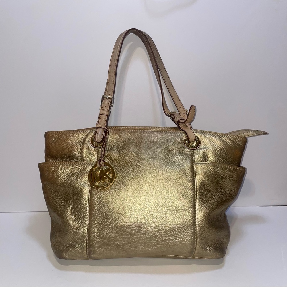 Michael Kors Gold Leather Shoulder Tote